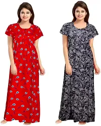 Elegant Multicoloured Cotton Printed Nighty For Women Pack Of 2-thumb1