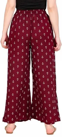 Maroon and Pink Anchor Women's Regular Fit Palazzo Pack of 2-thumb2