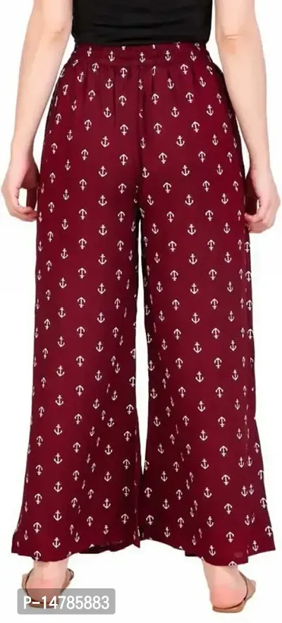 Maroon and Pink Anchor Women's Regular Fit Palazzo Pack of 2-thumb3