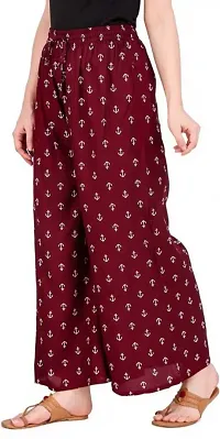 Maroon and Pink Anchor Women's Regular Fit Palazzo Pack of 2-thumb1