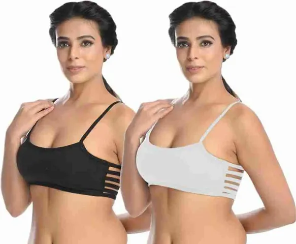 A One Creation Women's Solid Wire Free Adjustable Lightweight Seamless Casual Wedding Bra - Pack of 2 (1141)