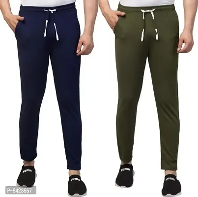 Multicoloured Cotton Blend Regular Track Pants For Men Pack of 2