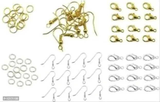 Jewellery Making Kit (Jump Ring, Earrings Hook, Lobster clasp in silver/gold finish)