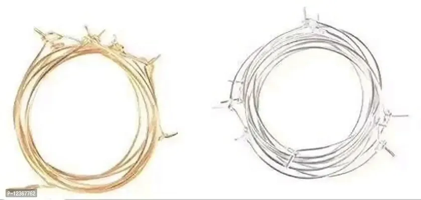 Bali Rings Earrings DIY findings Golden  Silver Combo Medium Size for Earrings/Jewelry Making (Pack of 5 Pair each)-thumb0