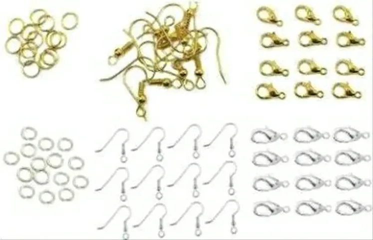 Jewellery Making Kit (Jump Ring, Earrings Hook, Lobster clasp in silver/gold finish)