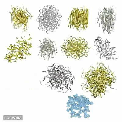 Quilling and Jewellery Making Acessories for Silk Thread Jewellery Making 11 Items Kit - Golden/Silver (25Pc Each)-thumb0
