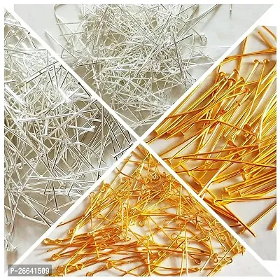 Golden and Silver Head Pin I Pin Combo for Jewellery Making 100 Pieces Each Total 400 Pieces