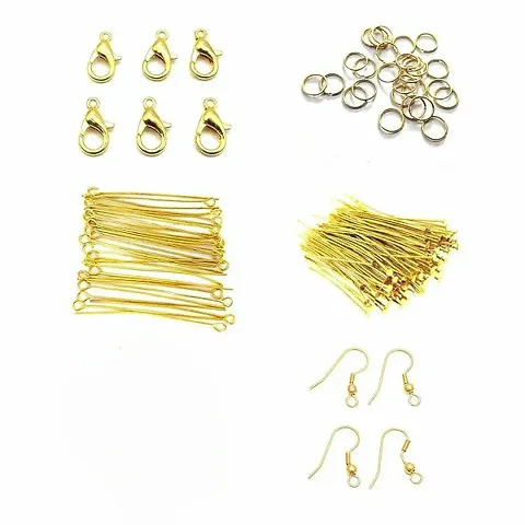 Fashion Trends Jewellery Making kit Material Item Included Lobster Claps, Jump Ring, Eye Pin Golden 25 Pcs Each