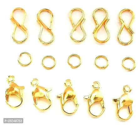 Combo of Golden Finish S-Hook (50 Pcs)+ Lobster Clasps (50 Pcs)+ Jump Ring (100 Pcs) for Jewelry Making-Finding/Jewellery Making Material