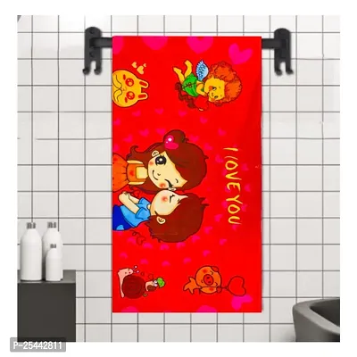 Designer Red Cotton Printed Bath Towels
