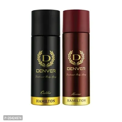 DENVER Honour  Caliber Deodorant Spray - For Men (165ML Each, Pack of 2) | Long Lasting Deo Body Spray for Men