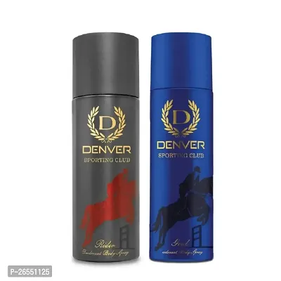 DENVER Sporting Club Goal + Rider  Deodorant for Men -165ML Each (Pack of 2) | Long Lasting Fragrance Deo Combo Set of 2