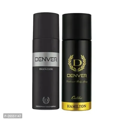 Denver Black Code  Caliber Deo Pack of 2  165ML Each (Pack of 2)  | Long Lasting Fragrance Deo Combo Set of 2-thumb0