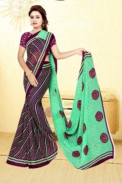 Beautiful Faux Georgette Saree With Blouse Piece For Women