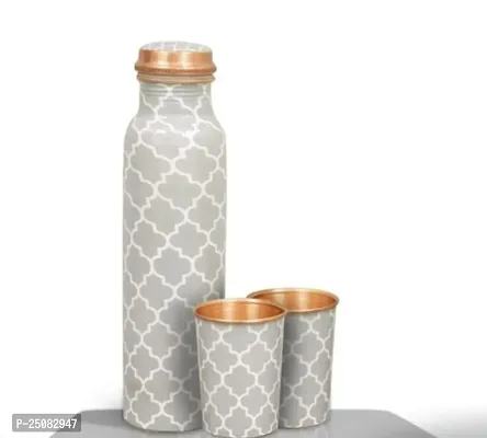 Stylish Copper Water Bottle With Two Glasses