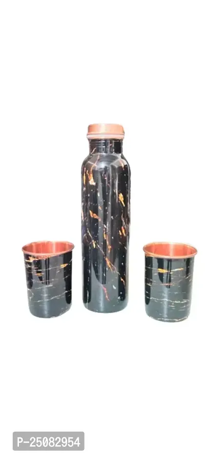 Stylish Copper Water Bottle With Two Glasses-thumb0