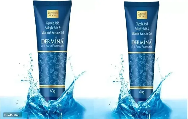 Dermina Face wash For Acne,Blackheads,Darks Spot Reduction &amp; Face eruption 60ml ( pack of - 2 )