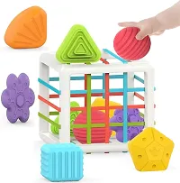 Baby Shape Sorting Toy with 6 Blocks Colorful Cube for Kids,square shape-thumb3