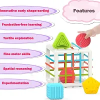 Baby Shape Sorting Toy with 6 Blocks Colorful Cube for Kids,square shape-thumb4