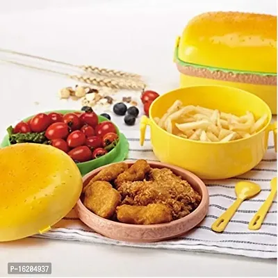 Burger Shape Lunch Box for Kids, School Tiffin Box for Boys  Girls Lunch Box. - 1000 ml Plastic Utility Container  (Multicolor),1PC-thumb3