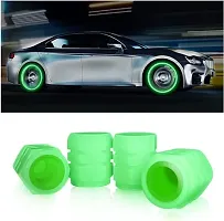 Car Bike Wheel Tire Rim Air Valve Cap Radium Tyre Air Cover Glow Radium Light Neon Pack of 8-thumb2