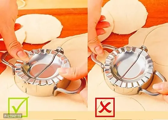 Gujiya Maker Mould Stainless Steel Dumpling Maker Momos Maker Machine Ghughra Samosa karanji Dough Press Mould for Kitchen (Pack Off 1 Big Momos)-thumb2