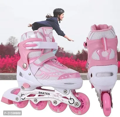 Inline Skates, Adjustable Inline Roller Skates for Boys Kids  Girls Outdoor Skating Shoes Roller Blades with Led Flash Lights Featuring Wheels for Skating(Pink)-thumb5