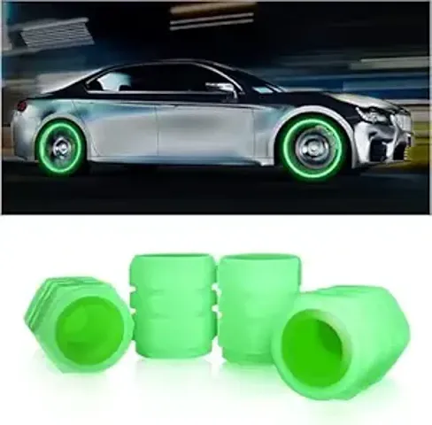 CARIZO Fluorescent Hexagonal Tire Valve Stem Caps, Luminous Auto Wheel Air Valve Cap, Illuminated Glow in The Dark (Neon) Compatible with BMW X3