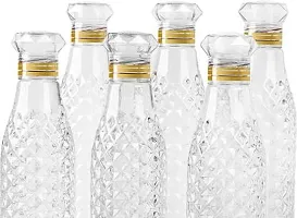 Crystal Water Bottle for Fridge, for Home Office Gym School Boy, Unbreakable 1000 ml Bottle (Pack of 6, Clear, Plastic)-thumb2