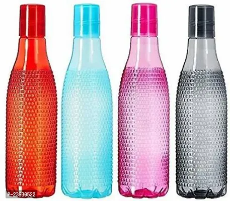 Crystal Dotted Texture Plastic Water Bottle for Fridge for Home for Office With BPA Free and Leak Free 1000 ml Multi Color (Pack of 4)-thumb0