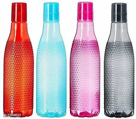 Crystal Dotted Texture Plastic Water Bottle for Fridge for Home for Office With BPA Free and Leak Free 1000 ml Multi Color (Pack of 4)-thumb0