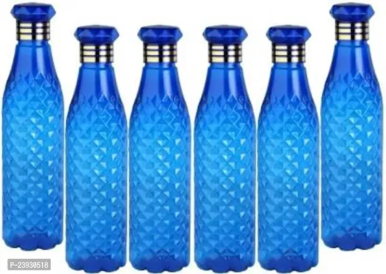 Crystal Water Bottle for Fridge, for Home Office Gym School Boy, Unbreakable 1000 ml Bottle (Pack of 6, Blue, Plastic)-thumb0