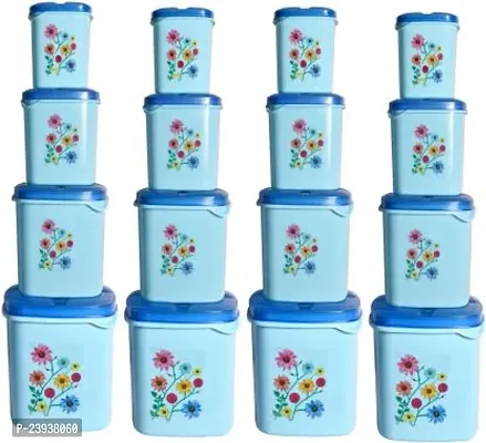 Kitchen Grocery Storage Container 16 Pcs Combo Set With Bpa-Free, Dispenser Air Tight Box For Fridge And Multipurpose Usages.3000Ml, 2000Ml, 1000Ml, 500Ml (Blue)