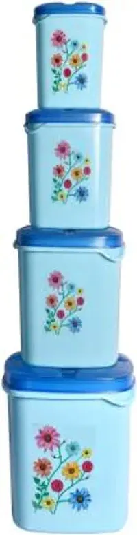 Kitchen Grocery Storage Container 4 Pcs Combo Set With Bpa-Free, Dispenser Air Tight Box For Fridge And Multipurpose Usages.3000Ml, 2000Ml, 1000Ml, 500Ml (Blue)-thumb1