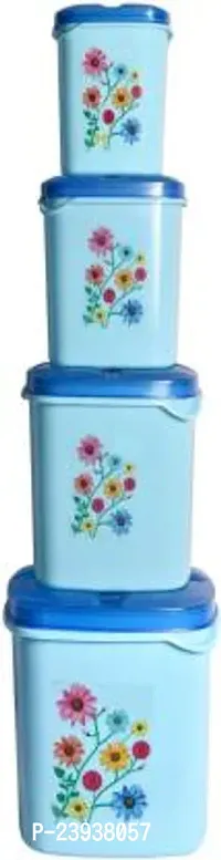 Kitchen Grocery Storage Container 4 Pcs Combo Set With Bpa-Free, Dispenser Air Tight Box For Fridge And Multipurpose Usages.3000Ml, 2000Ml, 1000Ml, 500Ml (Blue)-thumb2