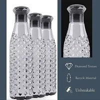 Crystal Diamond Texture Plastic Water Bottle for Fridge for Home for Office With BPA Free and Leak Free 1000 ml Black (Pack of 6)-thumb2