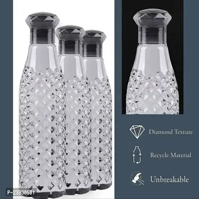 Crystal Diamond Texture Plastic Water Bottle for Fridge for Home for Office With BPA Free and Leak Free 1000 ml Black (Pack of 6)-thumb3