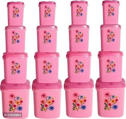 Kitchen Grocery Storage Container 16 Pcs Combo Set With Bpa-Free, Dispenser Air Tight Box For Fridge And Multipurpose Usages.3000Ml, 2000Ml, 1000Ml, 500Ml (Pink)