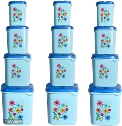 Kitchen Grocery Storage Container 12 Pcs Combo Set With Bpa-Free, Dispenser Air Tight Box For Fridge And Multipurpose Usages.3000Ml, 2000Ml, 1000Ml, 500Ml (Blue)-thumb0