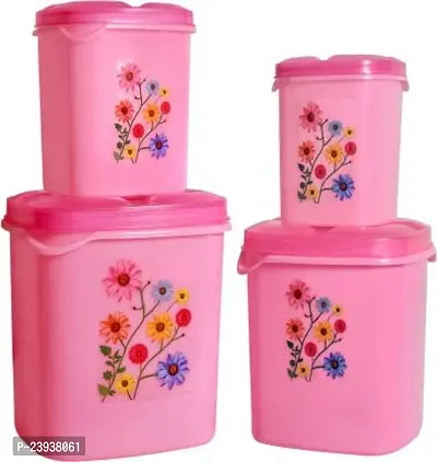 Kitchen Grocery Storage Container 4 Pcs Combo Set With Bpa-Free, Dispenser Air Tight Box For Fridge And Multipurpose Usages.3000Ml, 2000Ml, 1000Ml, 500Ml (Pink)-thumb0