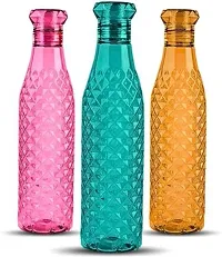 Crystal Clear Diomond Cut Leak Proof 1 Ltr Water Bottles For Home/office/School 1000 ml Bottle (Pack of 6, Multicolor)-thumb2