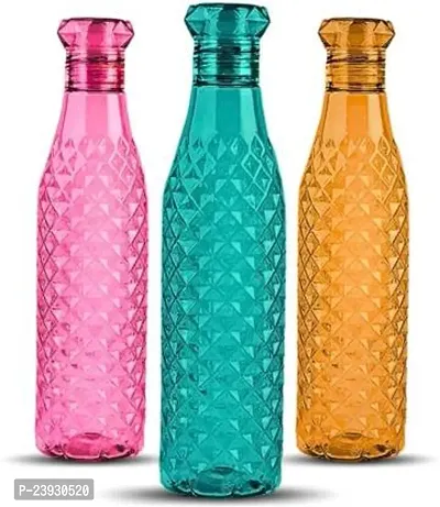 Crystal Clear Diomond Cut Leak Proof 1 Ltr Water Bottles For Home/office/School 1000 ml Bottle (Pack of 6, Multicolor)-thumb3