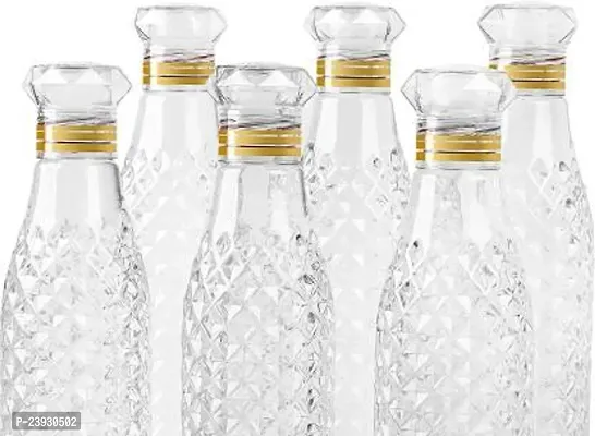 Crystal Diamond Texture Plastic Water Bottle for Fridge for Home for Office With BPA Free and Leak Free 1000 ml White (Pack of 6)-thumb3