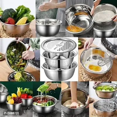 3 in 1 Steel Basket Vegetable Washer and Cutter Cut Vegetables And Drain