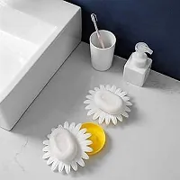 Flower Shape Portable Soap Dish Holder Soap Case with Liquid Drain Plate for Bathroom and Kitchen  (Pack of 3)-thumb3