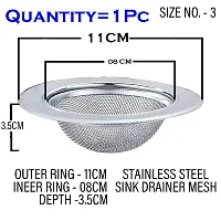 Stainless Steel Sink Strainer Kitchen Drain Basin Basket Filter Stopper Drain/Jali (11cm / Size 3)-thumb2