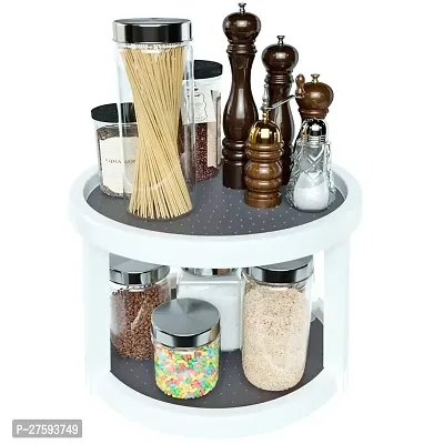 Double Layer Rotating Tray | Lazy Susan Rotating Spice Storage Rack Organizer Shelf for Kitchen or Multipurpose-thumb0