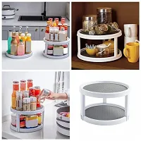 Double Layer Rotating Tray | Lazy Susan Rotating Spice Storage Rack Organizer Shelf for Kitchen or Multipurpose-thumb3