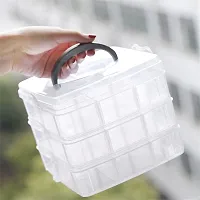 18 Grid Clear Plastic Organizer Jewelry Storage Box,3 Layer 18 Grid Transparent Organizer Box for Earring Fishing Hooks 3 Layer 18 Grids Plastic Storage Box-thumb3