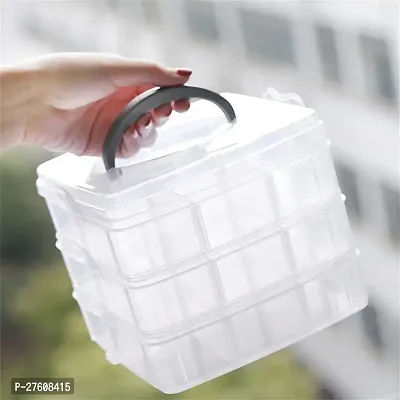 18 Grid Clear Plastic Organizer Jewelry Storage Box,3 Layer 18 Grid Transparent Organizer Box for Earring Fishing Hooks 3 Layer 18 Grids Plastic Storage Box-thumb4